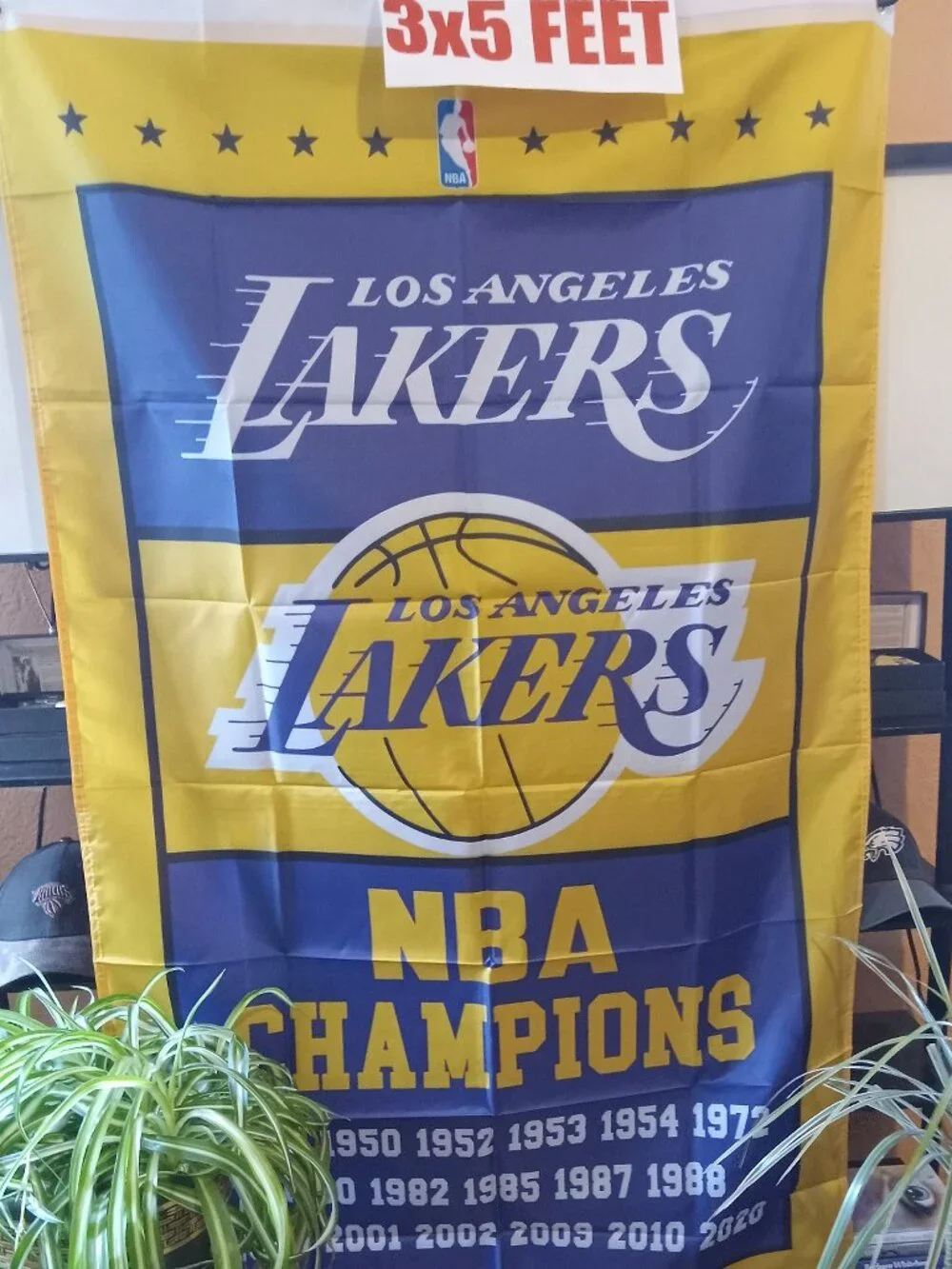 Los Angeles Lakers Championships 3X5 Feet Flag Banner Pole or Wall Decor